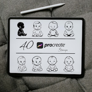Cute Baby Procreate Stamps | Baby Poses Stamp Brushes | Procreate Kids Stamp | Procreate Children Stamps | Cute Baby Tattoo Stamp | Baby Set