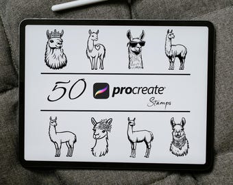 Llama Procreate Stamps: Animal Tattoo Design Brushes (Digital Download)