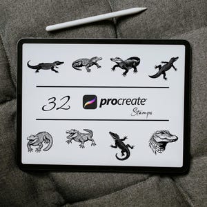Crocodile Procreate Stamps: Alligator Brush Set (Digital Download)