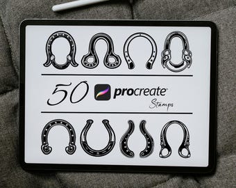 Horseshoe Procreate Stamps: Horse Jockey Tattoo Brushes (PDF)