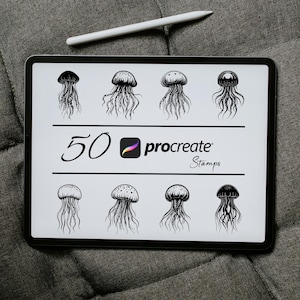 Jellyfish Procreate Stamps, Ocean Jellyfish Procreate Stamps, Animal Sea Procreate, marine life Set, Fish Procreate Stamp, Jellyfish Tattoos