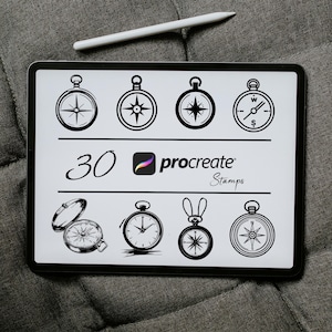 Kompass Procreate Procreate Stempel, Vintage Kompass Procreate Stempel, Procreate Tattoo Stempel, Procreate Kompass Stempel, Kompass Pinsel bündeln