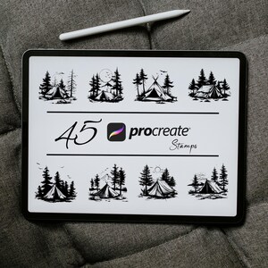 Camping Tent Procreate Stamp Set | Camping Stamps, Procreate Camping Set Stamps, Stamp for IPad, Procreate Files, Adventure Stamp Outdoor
