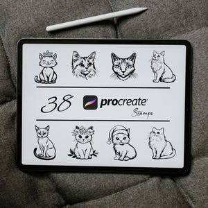 Asian Cat Procreate Stamps, Cute Cats Stamp, Cat Breed Procreate, Procreate Kitten Brush, Cat Tattoo Stamp, Cute Kitty Stamps Brushes Bundle