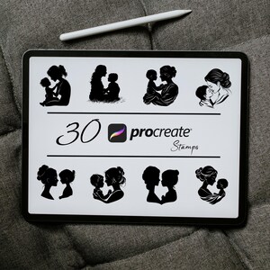 母と子の Procreate スタンプ、母と子の愛、Procreate 用母と赤ちゃんのスケッチ スタンプ、母と子の Procreate ブラシ パック