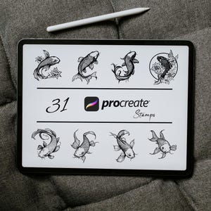 Koi Fish Procreate Stamps: Animal Brush Set (digital nedladdning)