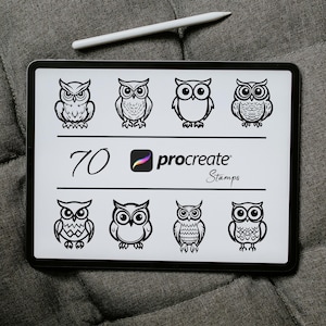 Owl Procreate Stamp and Brushes, Procreate Animal Stamp, Procreate Tattoo Stamp, Procreate Brush Set, Procreate Owl Stamp Brushes Bundle Set