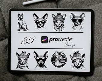 Sphynx Cat Procreate Stamps | Kitten Brush Set (Digital Download)