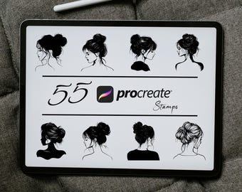 Messy Bun Procreate Stamps: Fashion Hair Art Brushes (Digital Download)