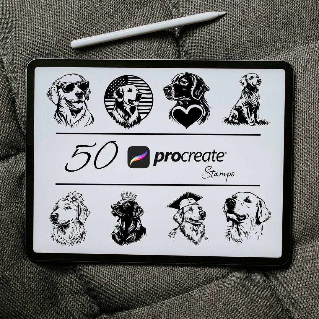 Procreate Lab Dog Golden Retriever Procreate Stamps: Dog Breed Brush Set (digital ...