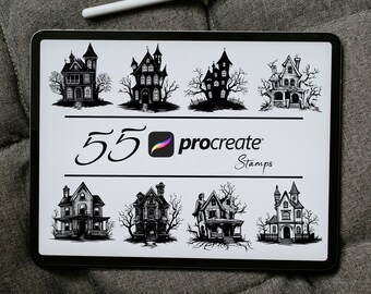 Haunted House Procreate Stamps: Halloween Brush Set (PDF Download)
