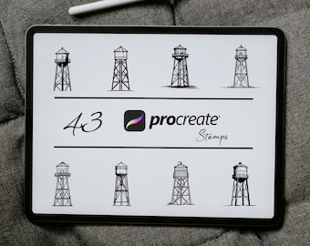 Water Tower Procreate Stamps: Brush Bundle (Digital Download)