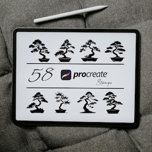 Set d'estampes de brosses à procréer en bonsaï | Tatouages et pinceaux de bonsaï pour iPad | Lot d'estampes d'art sur les arbres, paquet de pinceaux pour procréer des arbres