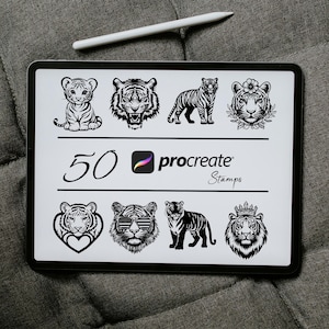 Tiger Procreate Stamps, Wild Animals Procreate stamps, Tiger Stamp, Angry Tiger Stamp, Tiger Tattoo Stamp, safari animal, Tiger Brushes Pack