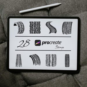 Tire Tracks Procreate Stamp, Motorcycle Tire Brush, Tire Tread, Off Road, Car Tire Tracks Brush, Tattoo Stamp, Tire Tracks Stamp Brushes Set