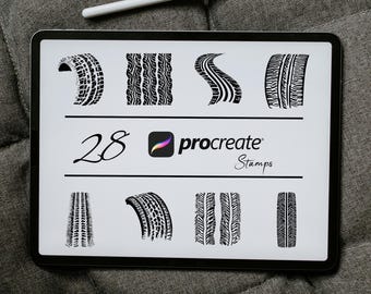 Tire Tracks Procreate Stamps: Motorcycle, Off Road, Car (Brush Set) (Digital Download)