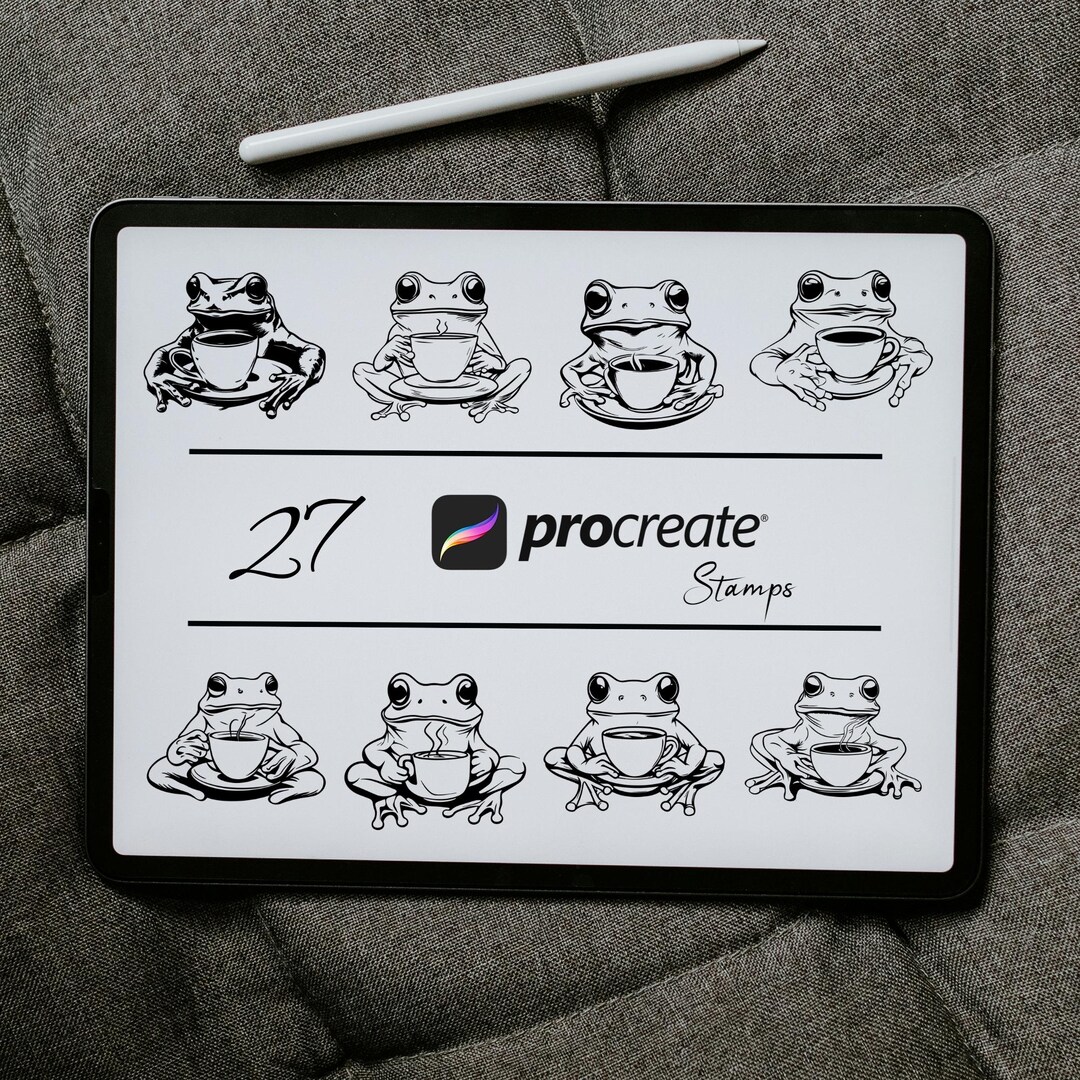 Frog Drinking Coffee Procreate Stamps | Procreate Animal Stamps, Animal ...