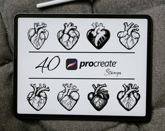 Anatomical Human Heart Procreate Stamps: Medical Brush Set
