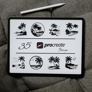 Beach Scene Brush Stamps | Beach Scene Procreate Stamp | Beach Scene Brushes Set, Procreate Beach , Stamps For Procreate, Beach Brushes Pack
