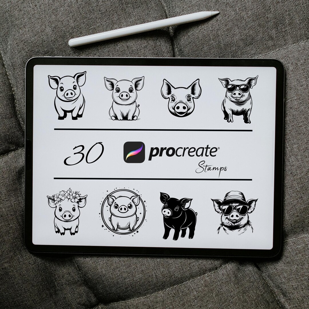 Pig Procreate Stamps | Kawaii Animal Brushes (digital Download) - Etsy