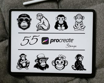 Monkey Procreate Stamps: Funny Jungle Animal Brushes (Digital Download)
