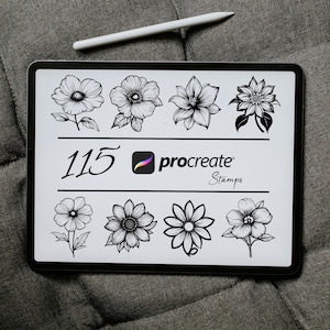 115 Procreate Flower Stamps, Floral Procreate, Botanical iPad Brushes, Flower Stamps, Procreate Flower Brushes, Fern Stamps, Flowers Tattoos