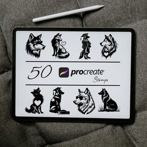 Wolf Procreate Stamp Set | Howling Wolf Brushes Bundle for Procreate | Wolf Stamps & Brush Pack for Digital Art, Wild Animal Brushes Stamps