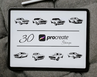Muscle Car Procreate Stamps: Vintage Vehicle Brush Set (Digital Download)