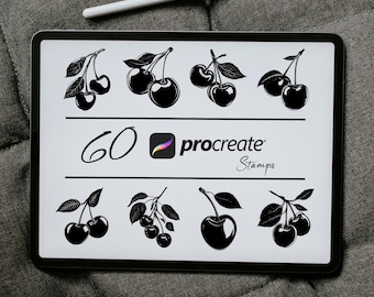Cherry Procreate Stamps & Brushes: Tattoo Line Art (Digital Download)