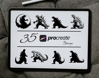 Godzilla Procreate Stamps: Kaiju Monster Brush Set (Digital Download)