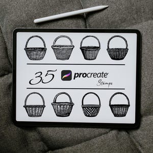 ウィッカーバスケット Procreate スタンプとブラシ | Procreate ワイヤーウィッカー、Procreate バスケットブラシ、Procreate フラワーバスケット、ウィッカーバスケットブラシ