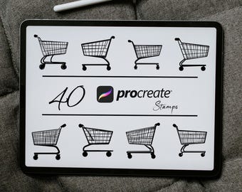 Shopping Cart Procreate Stamps: Supermarket Brush Set (Digital Download)