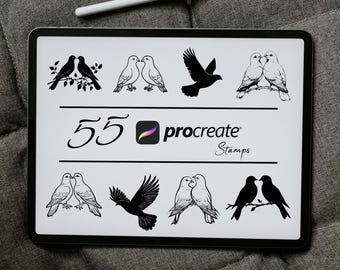 Dove Procreate Stamp Set: Bird Tattoo Brushes (Digital Download)