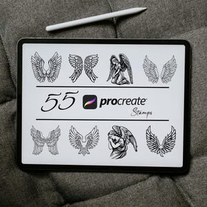Angel wings Procreate Stamps, wings stamps, Angel Stamp Brush, Procreate Wing Tattoo, Procreate Angel, Commercial Use Included, wings bundle