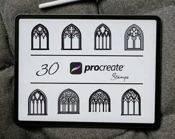 Gothic Window Procreate Stamps: Tattoo & Art Brushes (Digital Download)