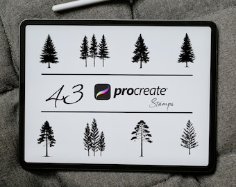 Pine Tree Procreate Stamps: penseelset voor iPad-tatoeages (digitale download)