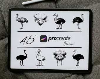 Ostrich Procreate Stamps: Safari Animal Brushes (Digital Download)