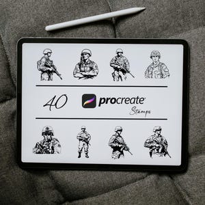 Soldier Procreate Stamps, Procreate Military Stamp, Procreate Soldier Brushes, Procreate Tattoo Stamps, Soldier Tattoo, Soldier Stamp Bundle