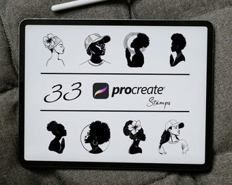 Black Woman Procreate Stamps: African Girl Tattoo Brushes (Digital Download)
