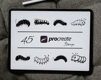 Caterpillar Procreate Stamps: Whimsical Tattoo Stamp Brushes (Digital Download)
