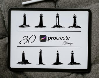 Lighthouse Procreate Stamp Set: Coastal Digital Brushes (PDF)