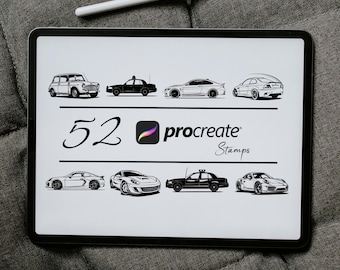 Procreate Car Brush Stamps: Sports & Classic Vehicles (Digital Download)