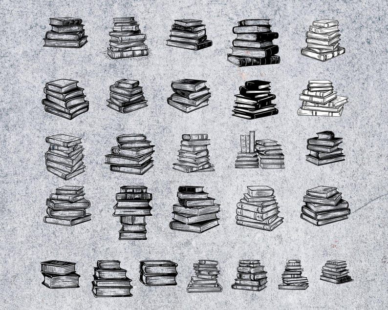 Books Procreate Stamps And Brushes, Books Stamps, Books Brushes Pack for iPad, Reading Stamps Tattoos, Brushes Set, Books Stamps Bundle File