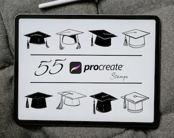 Graduation Hat Procreate Stamp Brush Set (Digital Download)
