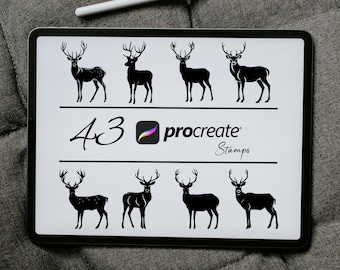 Deer Procreate スタンプセット：iPad用動物ブラシ（デジタルダウンロード）