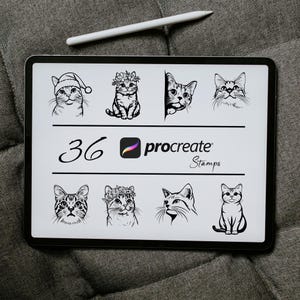 American Wirehair Cat Procreate Stamps | Cute Cats Stamp | Cat Breed Procreate, Procreate Kitten Brush, Cat Tattoo Stamps, Cute Kitty Stamps