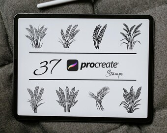 Wheat Procreate Stamp Brush Set: Tattoo & Botanical Design