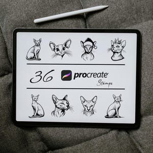 Peterbald Cat Procreate Stamps | Cute Cats Stamp, Cat Breed Procreate, Procreate Kitten Brush, Cat Tattoo Stamp, Cute Kitty Stamps Brush Set