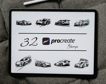 Car Racing Procreate Stamps: Vehicle Brush Set (Digital Download)