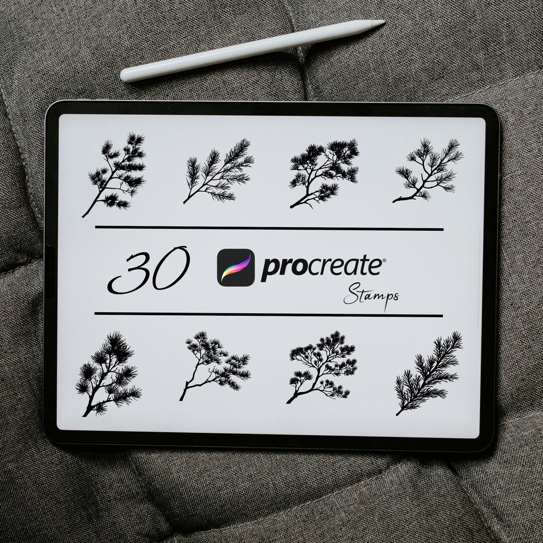 Pine Branch Procreate Brushes Stamps | Pine Tree Tattoos and Brushes ...